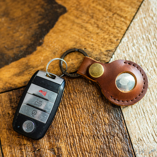 Leather AirTag Case with Key Ring