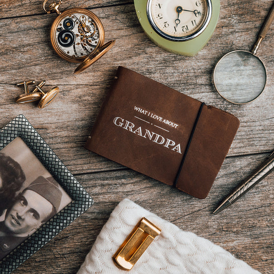 "What I Love About Grandpa" Leather Journal