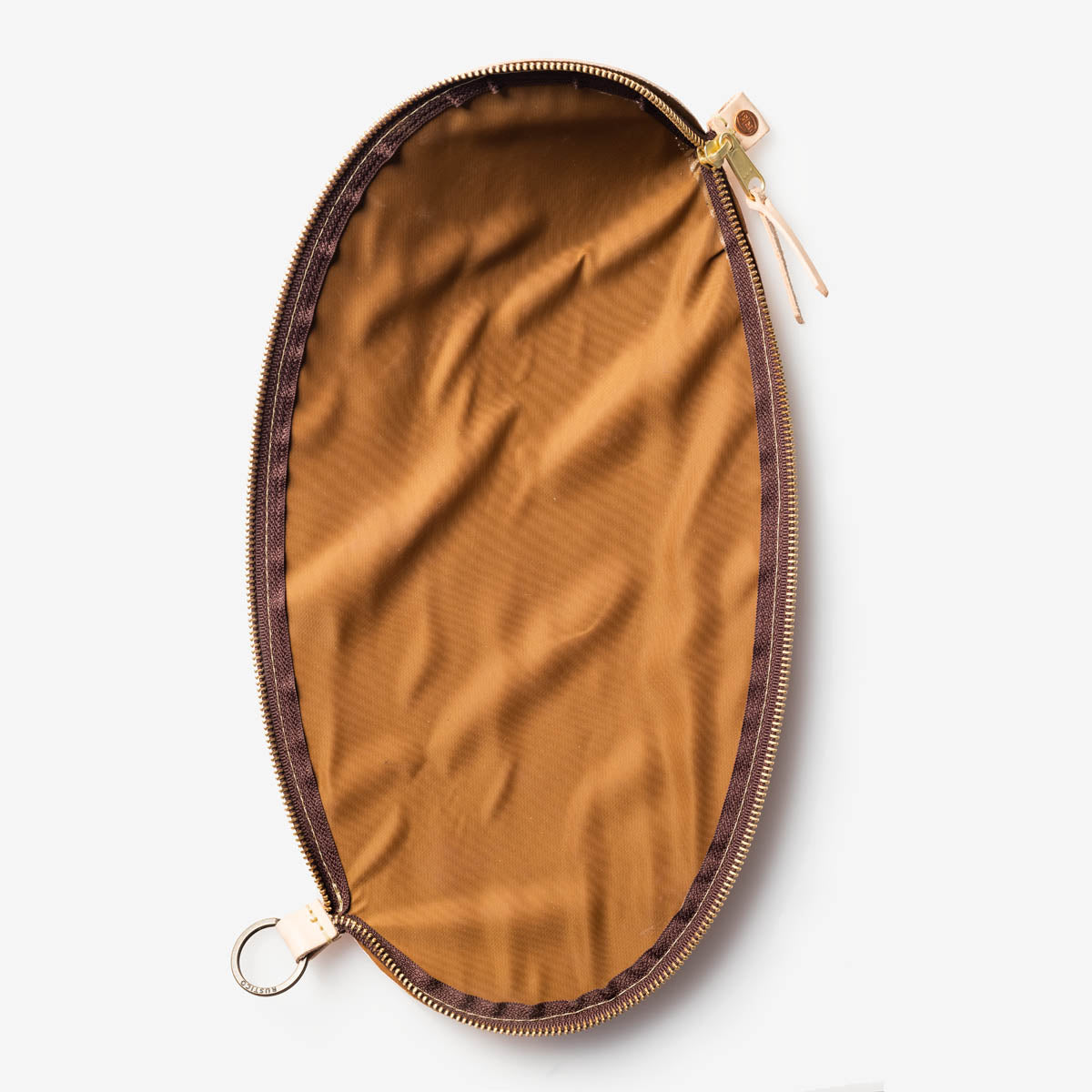 Spiral Zip Leather Makeup Bag