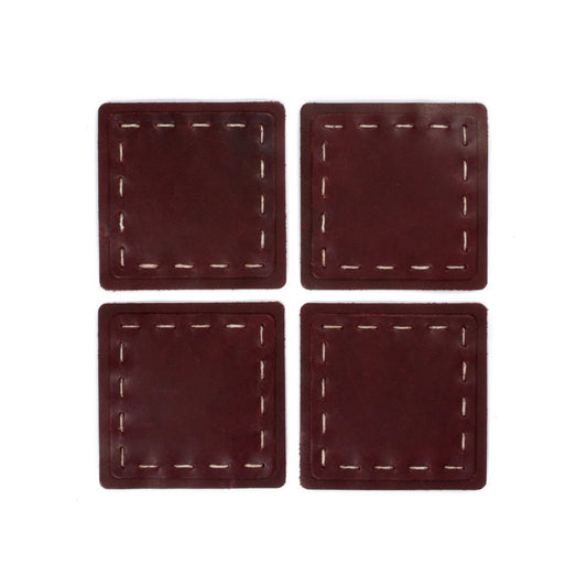 Hand Sewn Leather Coaster - Set of Four